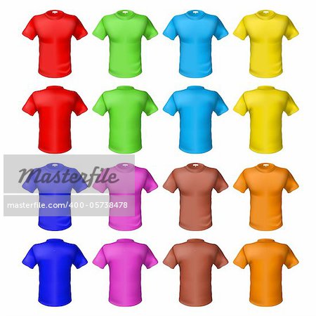 Bright colored shirts. Illustration on white background for design