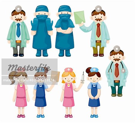 cartoon doctor and nurse icons