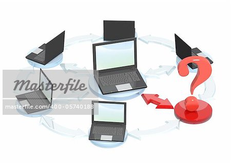 Conceptual image - connection error. Objects isolated over white