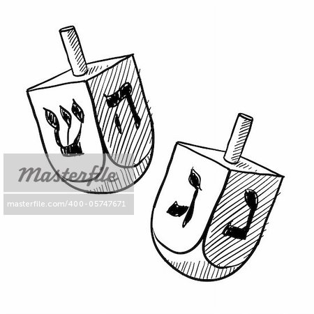 Doodle style Jewish dreidel or draydl vector illustration