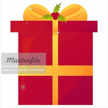 red christmas present isolated on white
