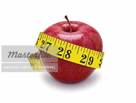 red apple and measurement tape