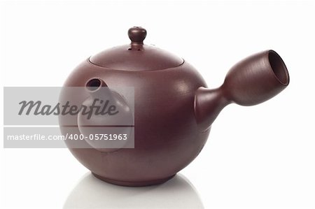 Photo of clay pot on a white background.