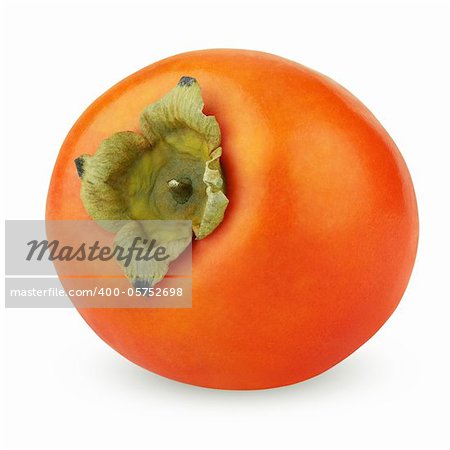 Ripe single persimmon isolated on white background