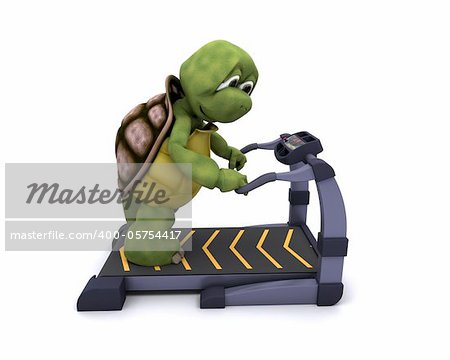 3D Render of a Tortoise running on treadmill