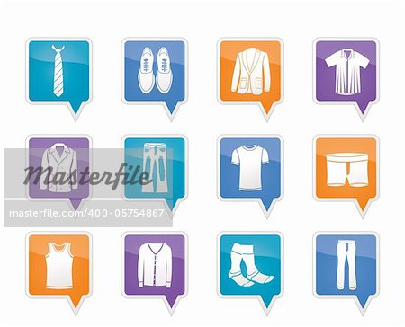 man fashion and clothes icons - vector icon set