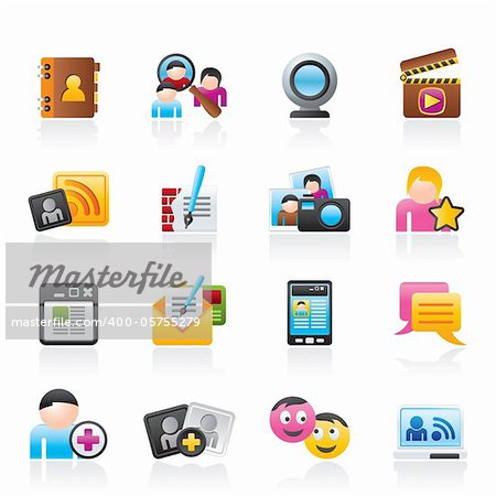 social networking and communication icons - vector icon set