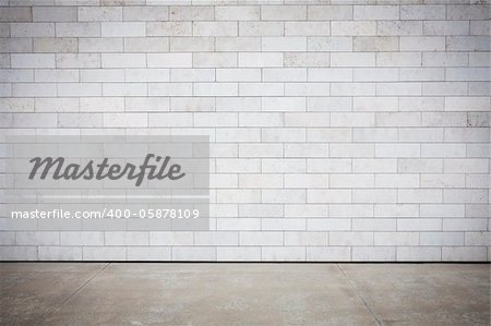 Tiled wall with a blank white bricks