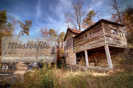 The scenic Loudermilk Gristmill, now abandoned and unused, in Habersham, Georgia.