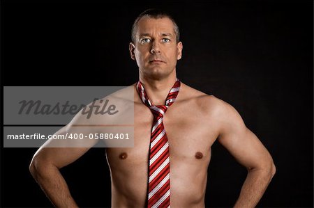 An image of a naked man with tie