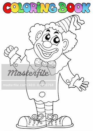 Coloring book with happy clown 7 - vector illustration.