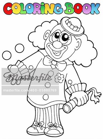 Coloring book with happy clown 8 - vector illustration.