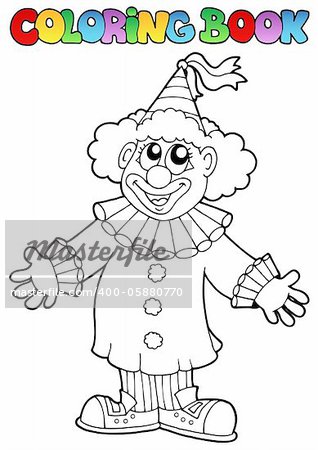 Coloring book with happy clown 9 - vector illustration.