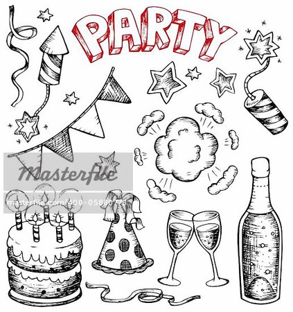 Party drawings collection 1 - vector illustration.