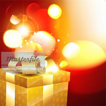 beautiful gift box on stylish red background