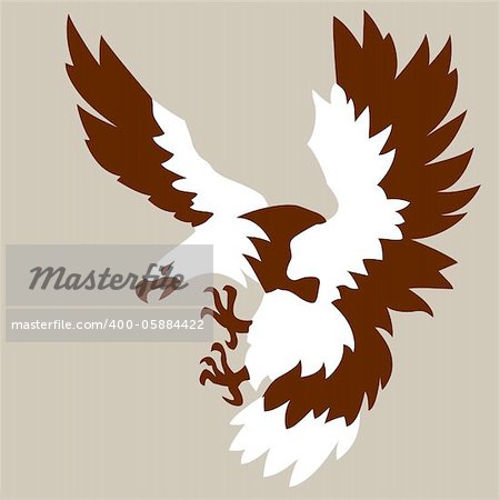 eagle drawing on brown background, vector illustration