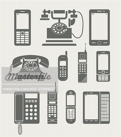 phone set simple icon vector illustration
