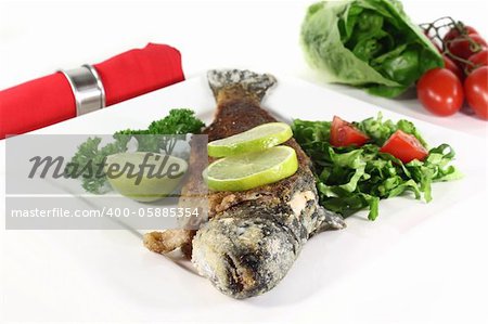 roasted trout miller with parsley salad with