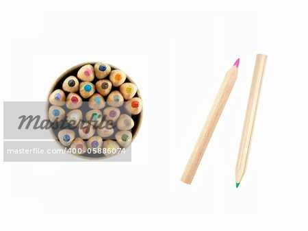 Color pencils isolated against a white background