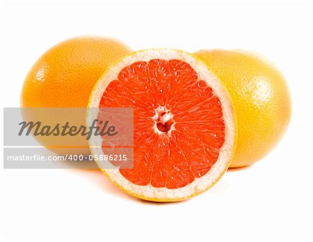 red ripe grapefruit  on a white background
