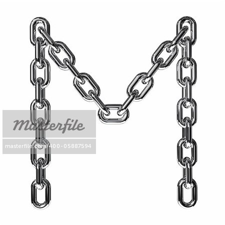 Illustration of a letter M from a chain on a white background
