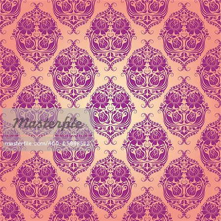 Damask seamless floral pattern. Flowers on a rose background. EPS 10
