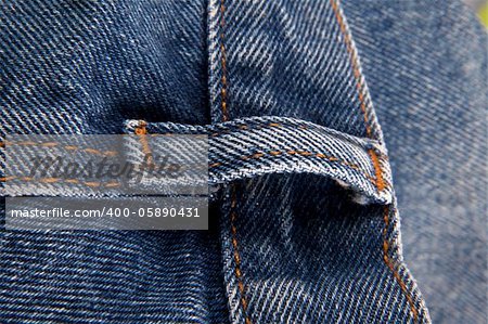 Blue jeans with yellow stitches