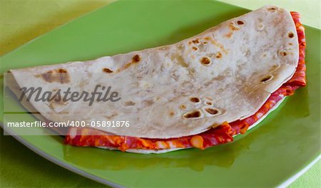 Italian Piadina with hot salami