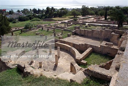 Ruins of old roman villa in Carthage, Tunisia