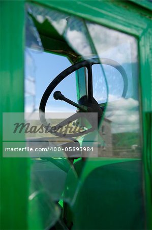 old green tractor at Gredos mountains in Avila Spain