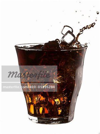 food series: cold cola with ice splash