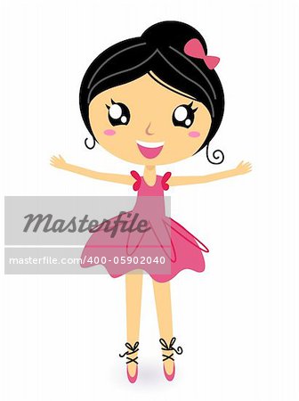 Cute ballet dancer girl. Vector cartoon Illustration