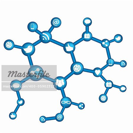 Social network symbols in molecule shape