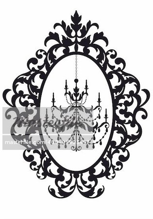 antique picture frame with chandelier, vector