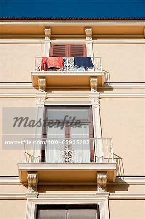 Facade of a mediterranean house with balkony