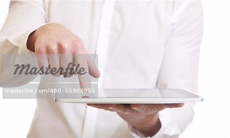 Hands of a businessman using a digital tablet pc