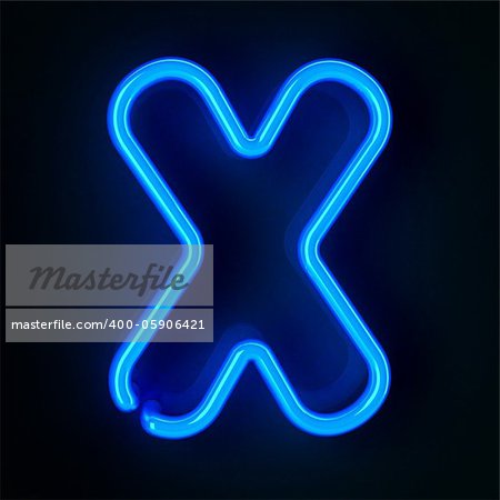 Highly detailed neon sign with the letter X