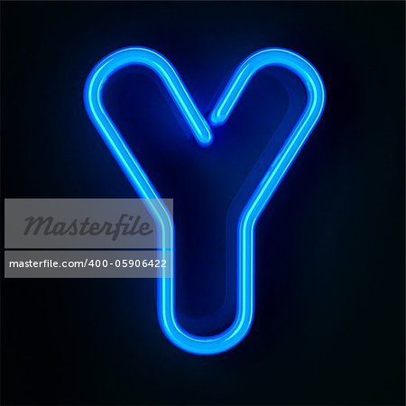 Highly detailed neon sign with the letter Y