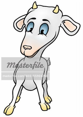 Baby Goat - Colored Cartoon Illustration, Vector