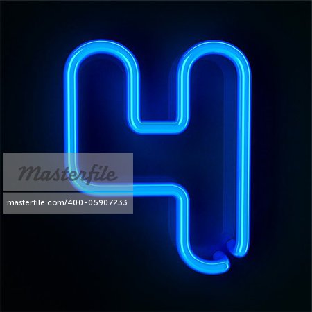 Highly detailed neon sign with the number four