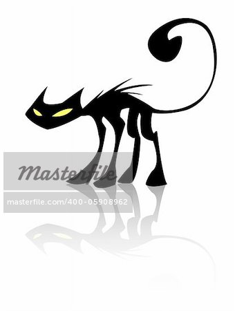 black cat vector  with transparancy mask