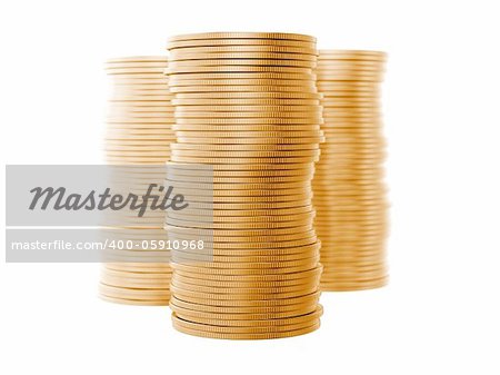 A stack of coins isolated on white background