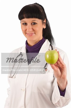 Doctor - woman in white medical dress with stethoscope