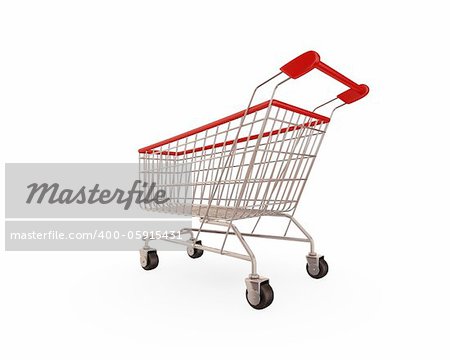 Shopping trolley isolated on white background.3d rendered.