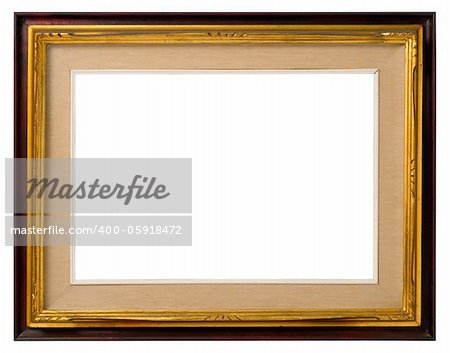 Antique triple frame: wood, gilded wood and canvas, italian style,  isolated on white background - include clipping path.
