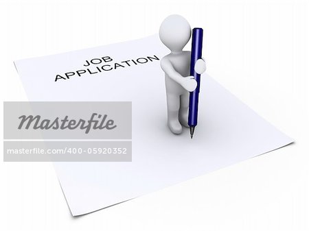 3d person holding a blue pen is on top of a job application paper