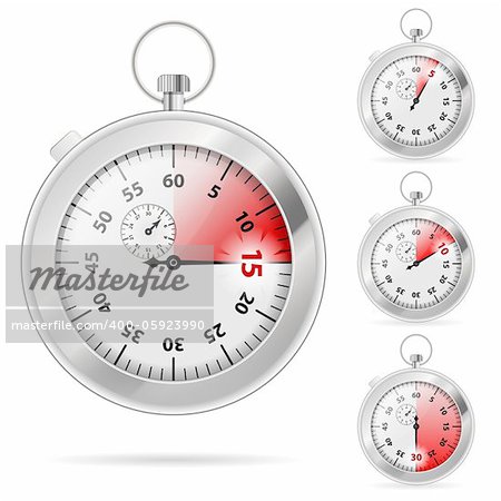 Set of Timers with Various Indications the Time, vector illustration