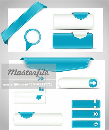 set of blue buttons, banners, bookmarks for your site
