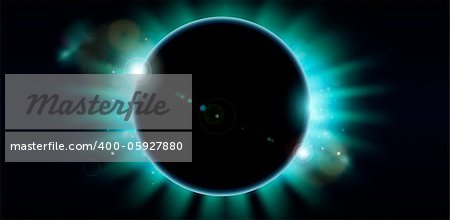 A conceptual background featuring a total eclipse. Copy-space centre and to the sides.