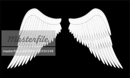 Illustration of wings of an angel on a black background